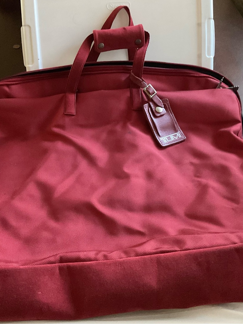 TUMI Red Nylon W/Suede Leather Bi-Fold Carry-On Duffle/Garment Bag